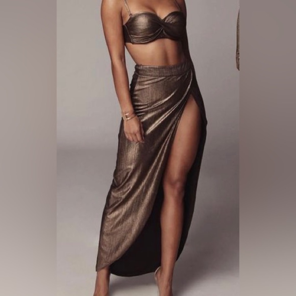 New Bronze Fatima High Slit Skirt